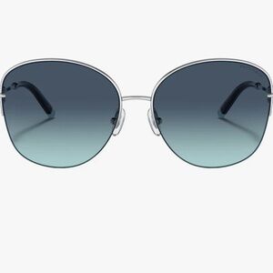 Auth Tiffany Silver Frame Gradient Blue Women's Sunglasses
